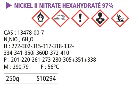 [951012-S10294] Nickel (II) nitrate hexahydraté - 250 g 