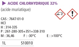 [S10010] Acide chlorhydrique solution 37%  pur - 1 L