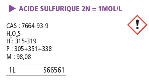 [980029-S66561] Acide sulfurique solution 1 M TTR - 1 L
