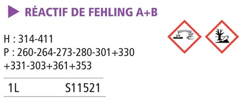 [980066-S11521] Réactifs de Fehling  A et B - 1 L