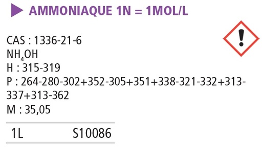 [980068-S10086] Ammonium hydroxyde 1M (1N) - 1 L