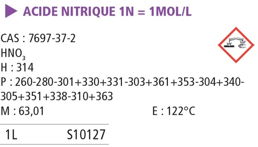 [980071-S10127] Acide nitrique 1 M (1 N) - 1 L 