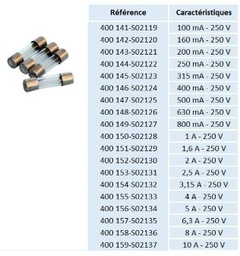 Fusibles temporisés 5 x 20 mm (lot de 10)