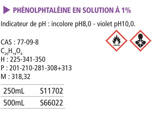 Phénolphtaléine teinture 1%