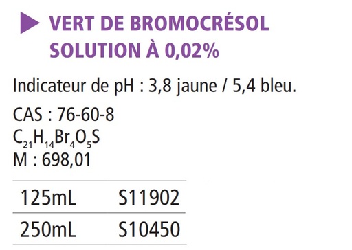 Vert de bromocrésol solution 0.02 %