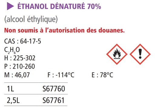 Éthanol modifié 70°