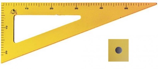 [S68138] Equerre 60° en bois laquée jaune magnétique 60 cm