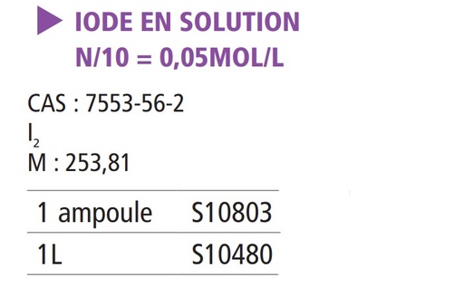 Iode en solution 0.05 mol/L