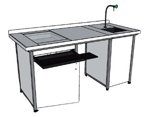 Paillasse élèves humide EXAO / 1-2 élèves