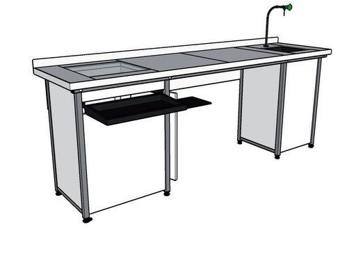 Paillasse humide- EXAO profondeur 600 /2-3 élèves
