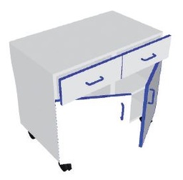 [S62928] Meuble 1 porte + 1 tiroir/ 1 porte + 1 tiroir - L823 x P494 x H723 mm