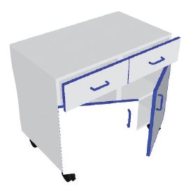 [S62928] Meuble 1 porte + 1 tiroir/ 1 porte + 1 tiroir - L823 x P494 x H723 mm