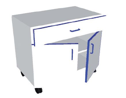 [S61955] Meuble 2 portes + 1 tiroir  - L823 x P494 x H723 mm