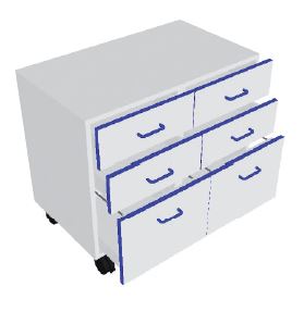 [S62938] Meuble 3 tiroirs/ 3 tiroirs - L823 x P494 x H723 mm