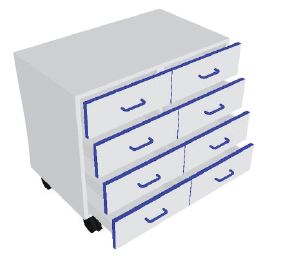 [S62933] Meuble 4 tiroirs / 4 tiroirs - L823 x P494 x H723 mm