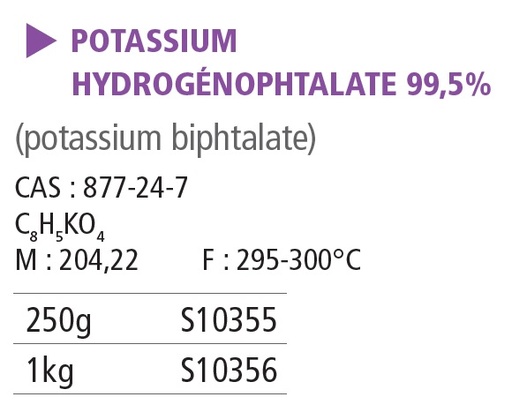 [S10356] Potassium hydrogénophtalate 1000 g