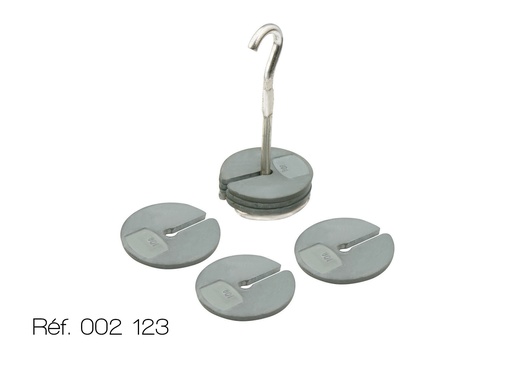 Masse métallique échancrée à crochet en zinc