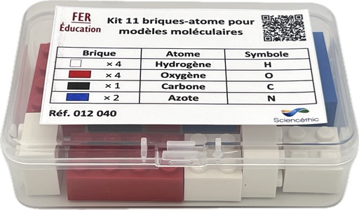 [012040] Kit 11 briques-atomes pour modèles moléculaires