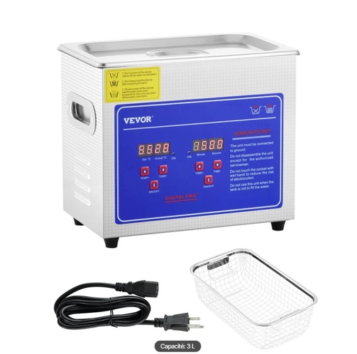 [S59911BIS] Bain ultrasons 3 L avec chauffage