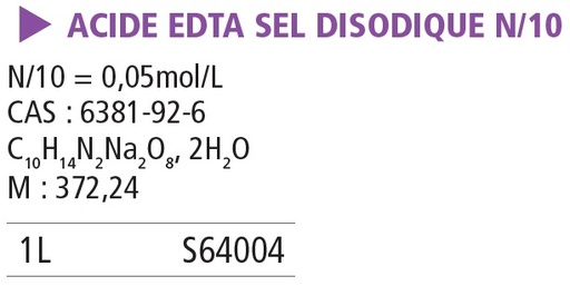 [911057-S64004] Acide EDTA sel dissodique n/10 - 1 L