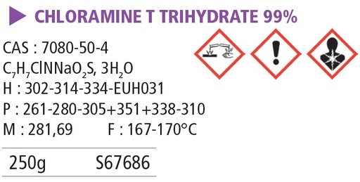 [S67686] Chloramine T trihydraté 99% - 250 g