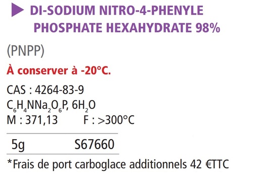 [S67660] Di-sodium nitro-4-phényle phosphate hexahydraté (pnpp) 98% - 5 g