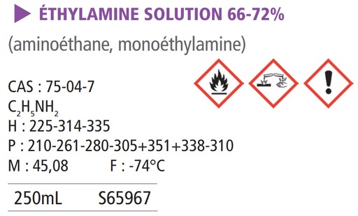 [938010-S65967] Éthylamine solution 33% - 250 mL