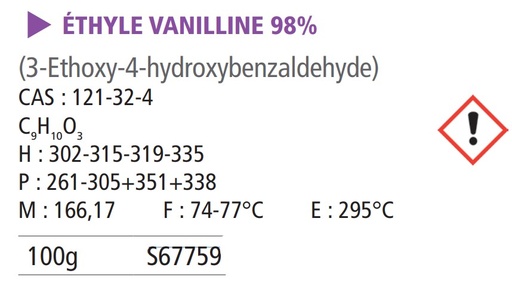 [910185-S67759] Éthyle vanilline 98% - 100 g