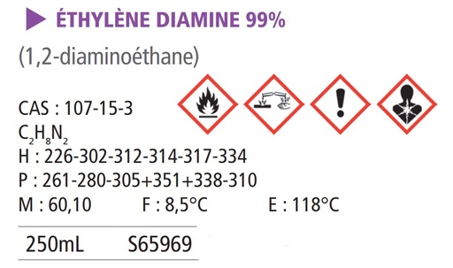 [980113-S65969] Éthylene diamine 99% - 250 mL