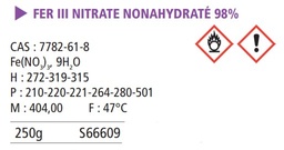 [S66609] Fer III nitrate nonahydraté 98% - 250 g