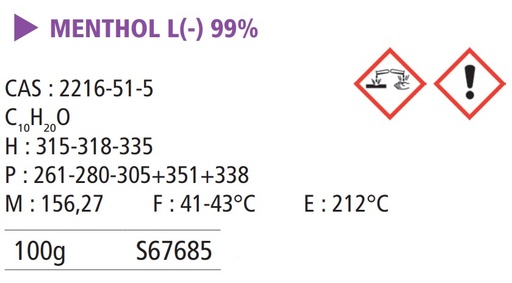 [S67685] Menthol l(-) 99% - 100 g