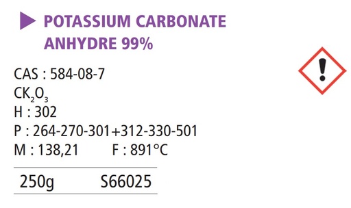 [911241-S66025] Potassium carbonate anhydre - 250 g