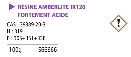 [S66666] Résine amberlite IR-120 fortement acide - 100 g