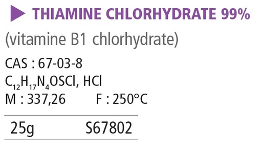 [910424-S67802] Thiamine chlorhydraté 98% - 25 g