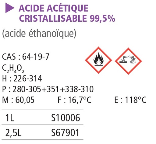 Acide éthanoïque (acétique) cristallisable 99 %