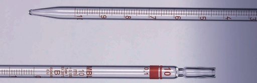 Pipette en verre graduée - Classe B - zéro en bas