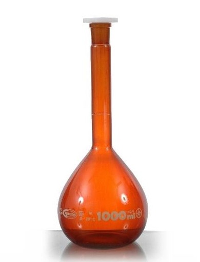 Fiole jaugée ambrée et bouchée - Classe A - Glassco®