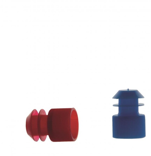 Bouchons bleus à ailettes en polyéthylène pour tubes à essais -Sachet de 100
